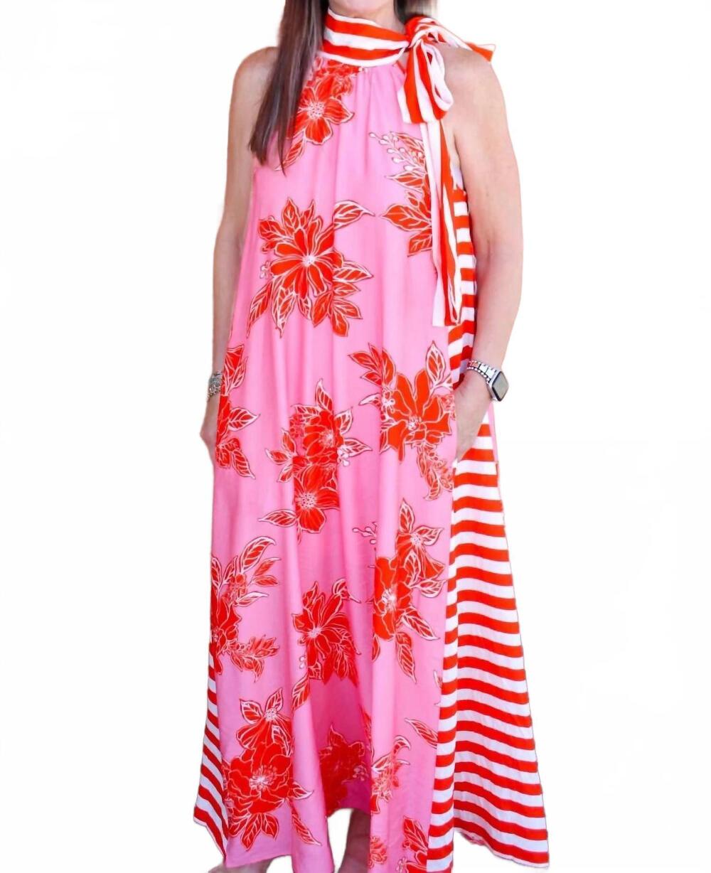 NEW ENTRO wailea maxi dress in orange and ivory